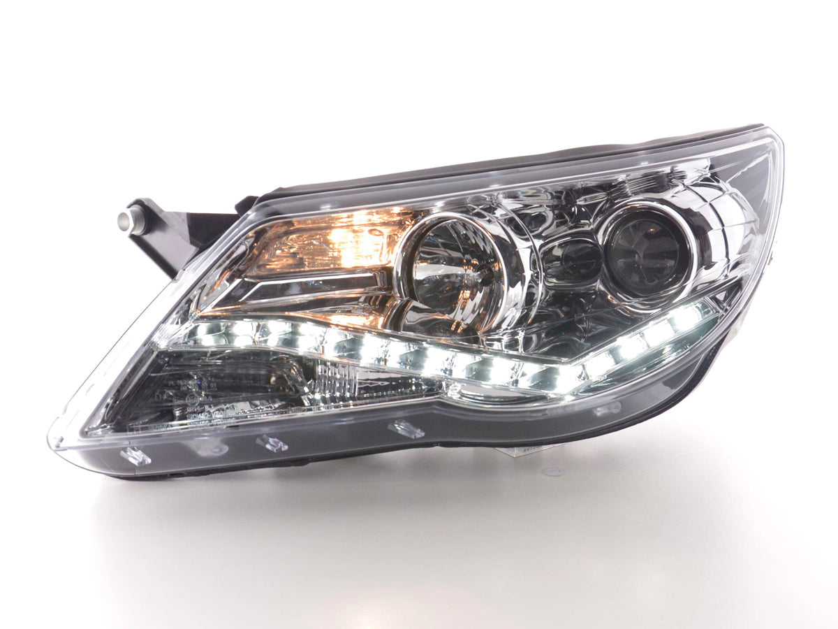 Scheinwerfer Set Daylight LED Tagfahrlicht VW Tiguan 07-11 chrom Scheinwerfer Set Daylight LED Tagfahrlicht VW Tiguan 07-11 chrom